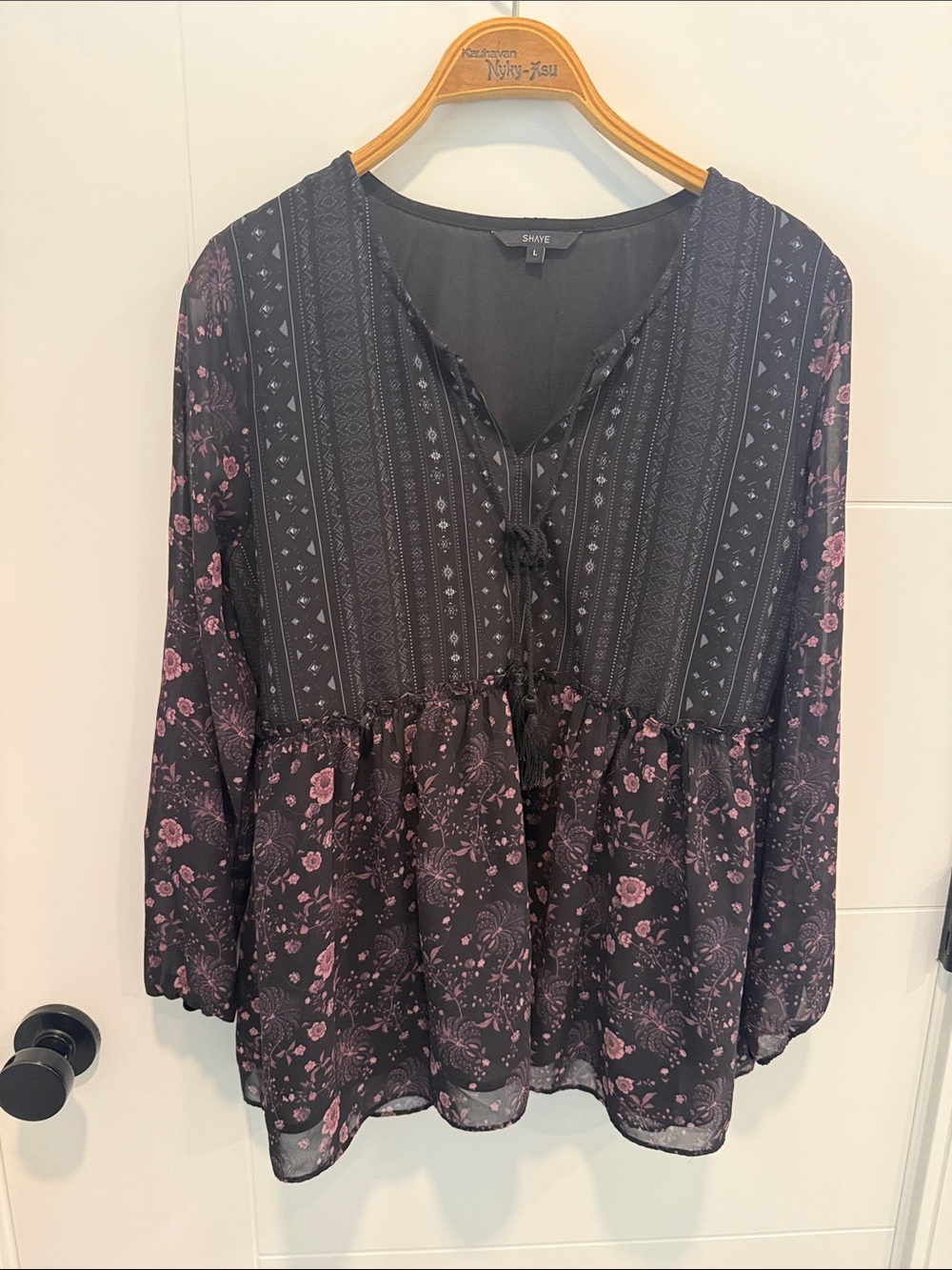 Shaye Black Tunic with Pink Floral Print
